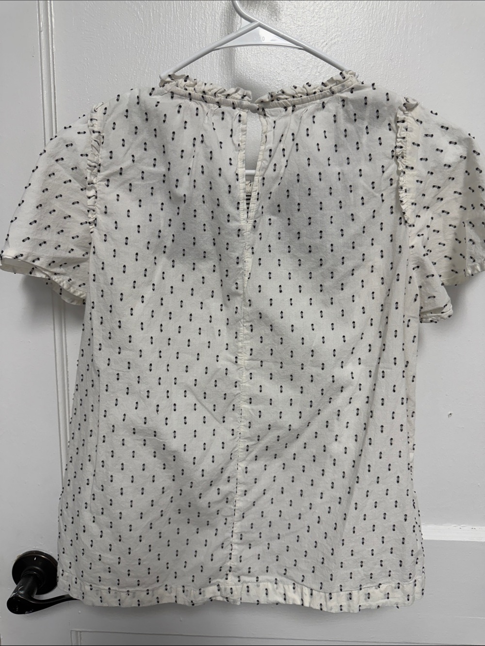 LC Lauren Conrad White Blouse with Black Smocked Yoke - Picture 2 of 3
